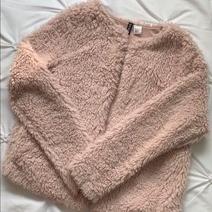 H&M pink fuzzy jacket